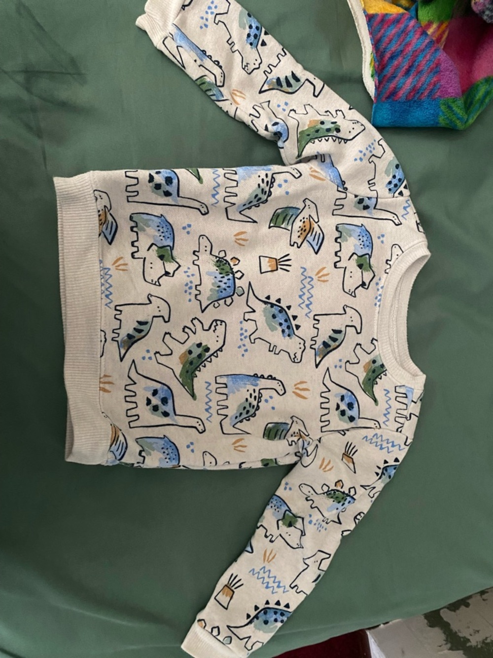 Garanimals Cream Sweatshirt with Blue, Green & Gold Dino Designs
